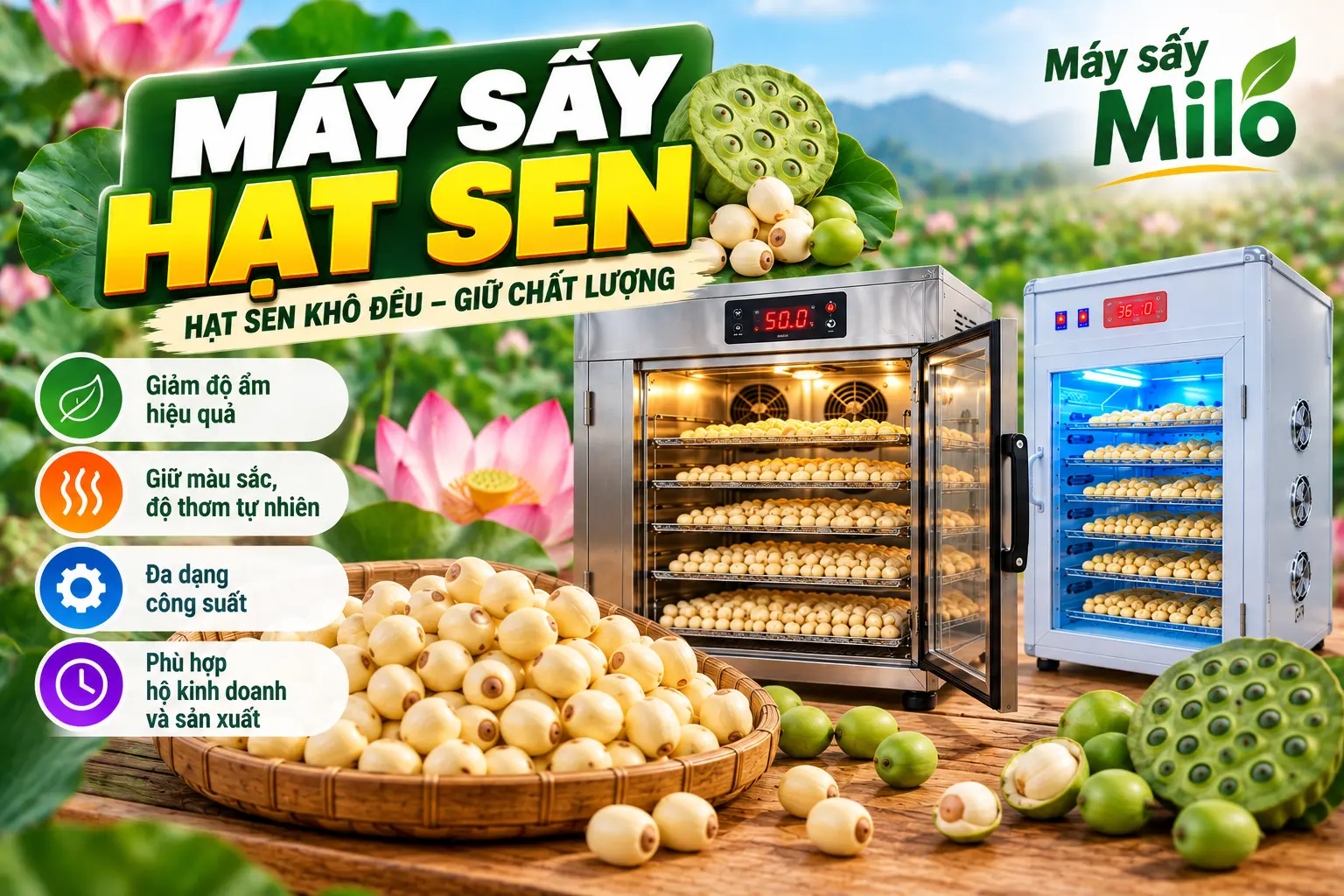 Máy sấy hạt sen