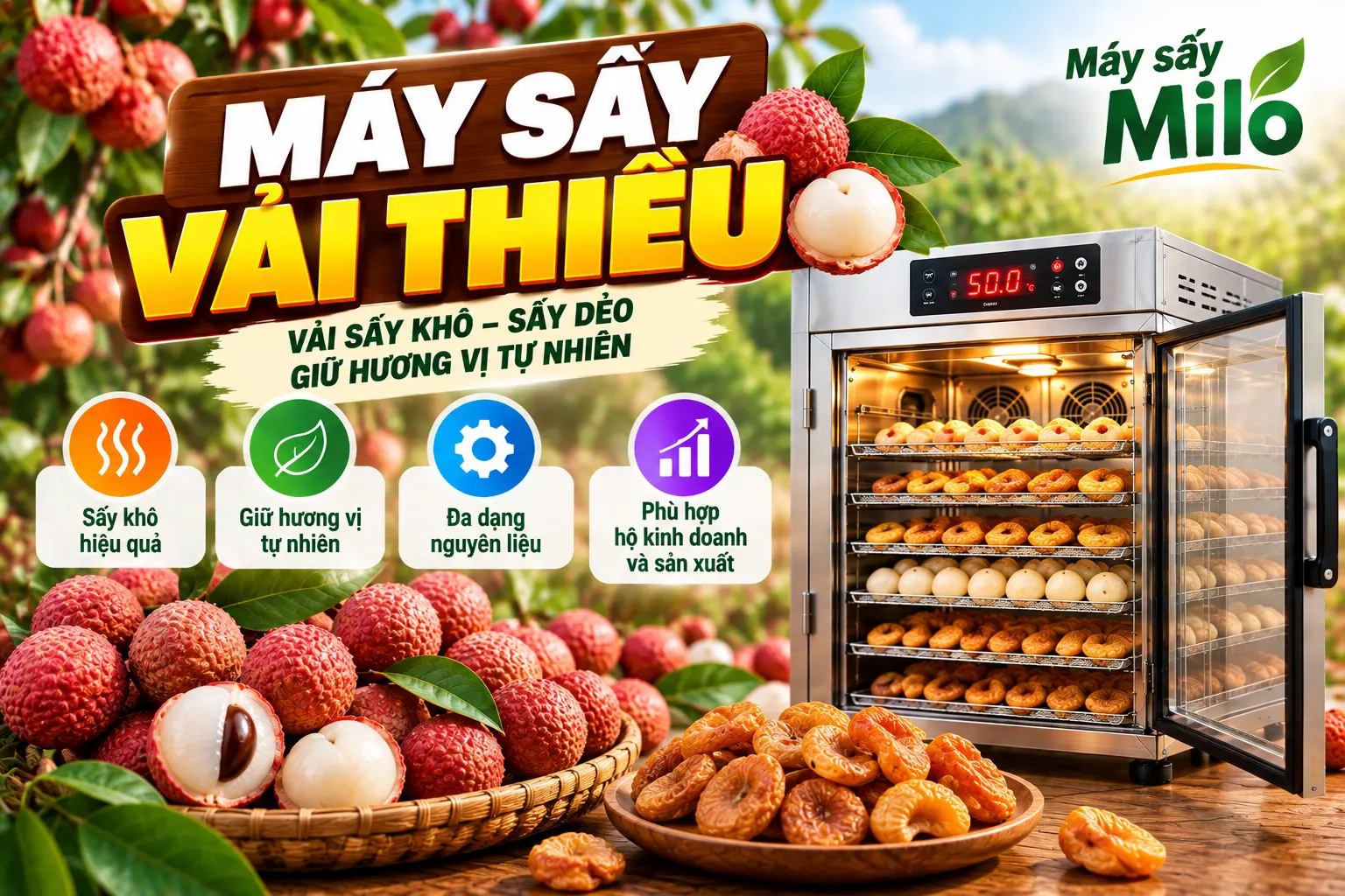 Máy sấy vải thiều