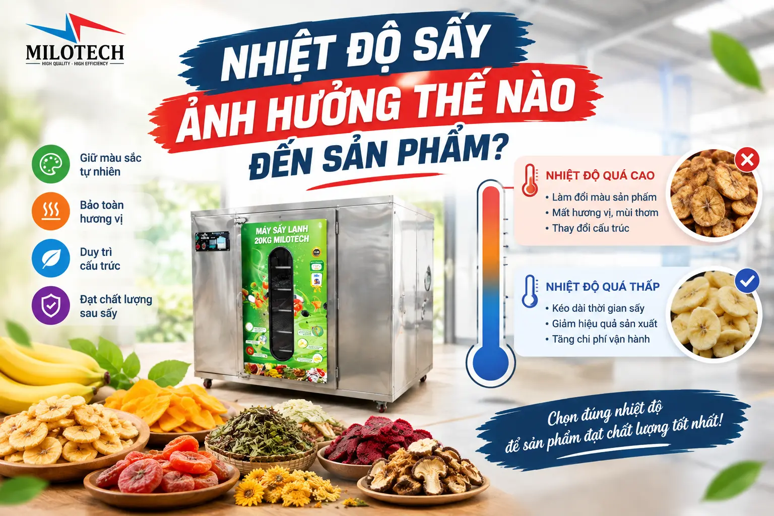 Nhiệt độ sấy ảnh hưởng thế nào đến sản phẩm?